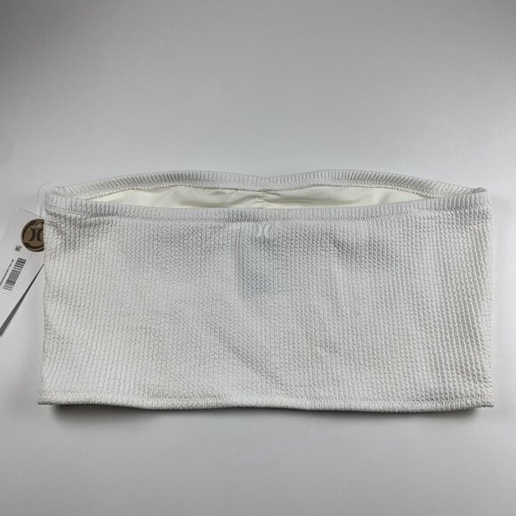 Hurley Tube Top Women Large White Textured Beach Ruched Sweetheart Neck Swimwear - Picture 6 of 7